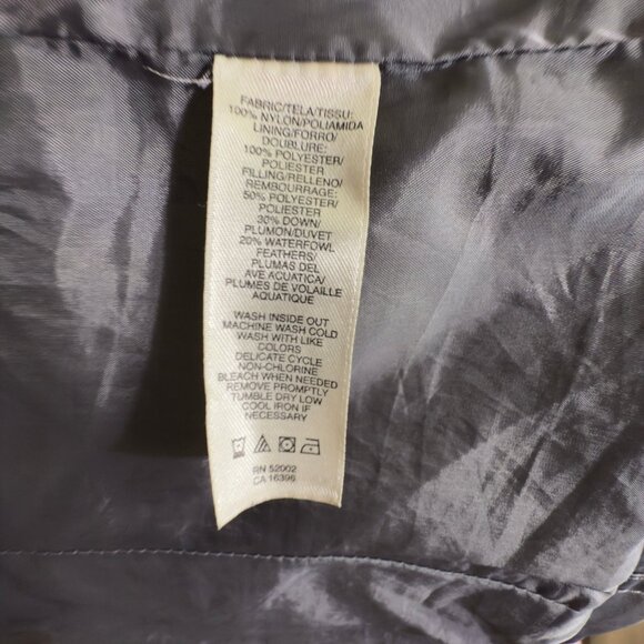 DKNY Women’s Down Puffer Jacket Small Gray Metallic Hooded Warm Winter Coat - Picture 7 of 8